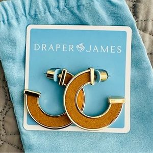 NWT Draper James Suede Inlay Hoops Earrings (Tan and Gold) (Original Jew…